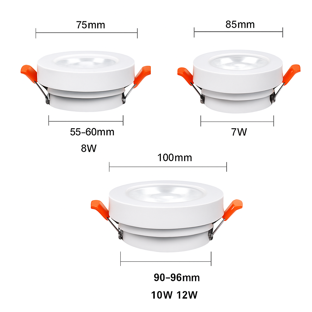 Adjustable Recessed LED Spotlight – Round Aluminum Downlight for Ceilings, Dimmable Accent Lighting for Kitchen, Living Room, Hallway & | Thomler