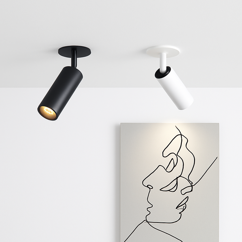 Directional Recessed LED Tube Ceiling Light Spotlight for Kitchen Living Room Bedroom Modern Black White Downlight Fixture 7W 10W 20W 30W | Thomler