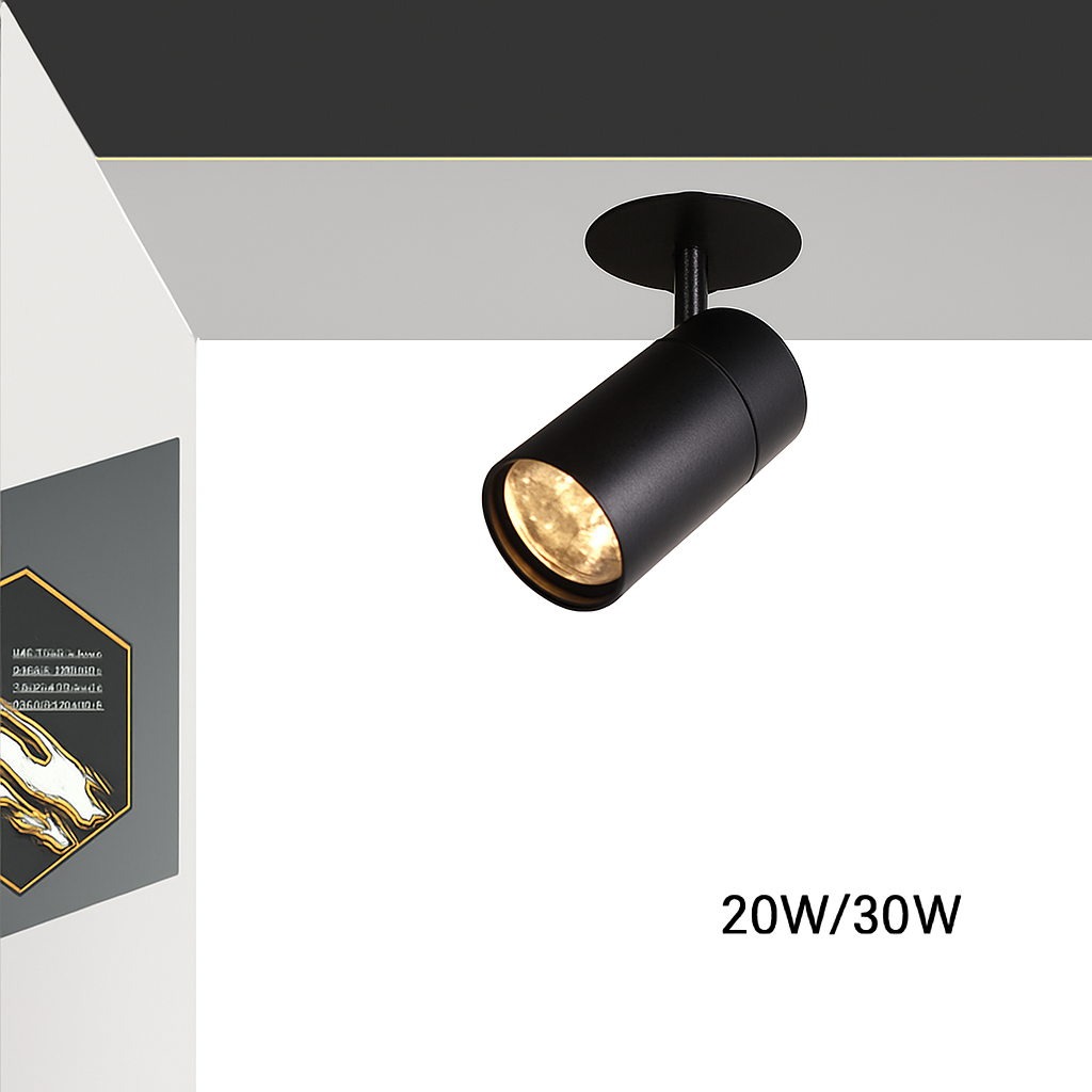 Directional Recessed LED Tube Ceiling Light Spotlight for Kitchen Living Room Bedroom Modern Black White Downlight Fixture 7W 10W 20W 30W | Thomler