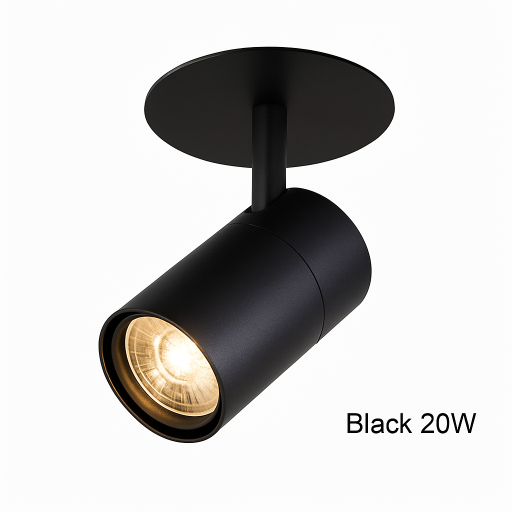 Directional Recessed LED Tube Ceiling Light Spotlight for Kitchen Living Room Bedroom Modern Black White Downlight Fixture 7W 10W 20W 30W | Thomler