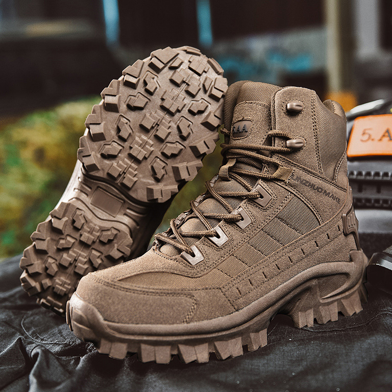 Men's All-Season Tactical Work Boots Waterproof Suede Ankle Support Non-Slip Hiking Boots for Outdoor Work Camping Hunting | Thomler