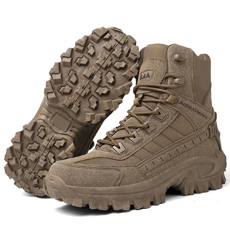 Men's All-Season Tactical Work Boots Waterproof Suede Ankle Support Non-Slip Hiking Boots for Outdoor Work Camping Hunting | Thomler
