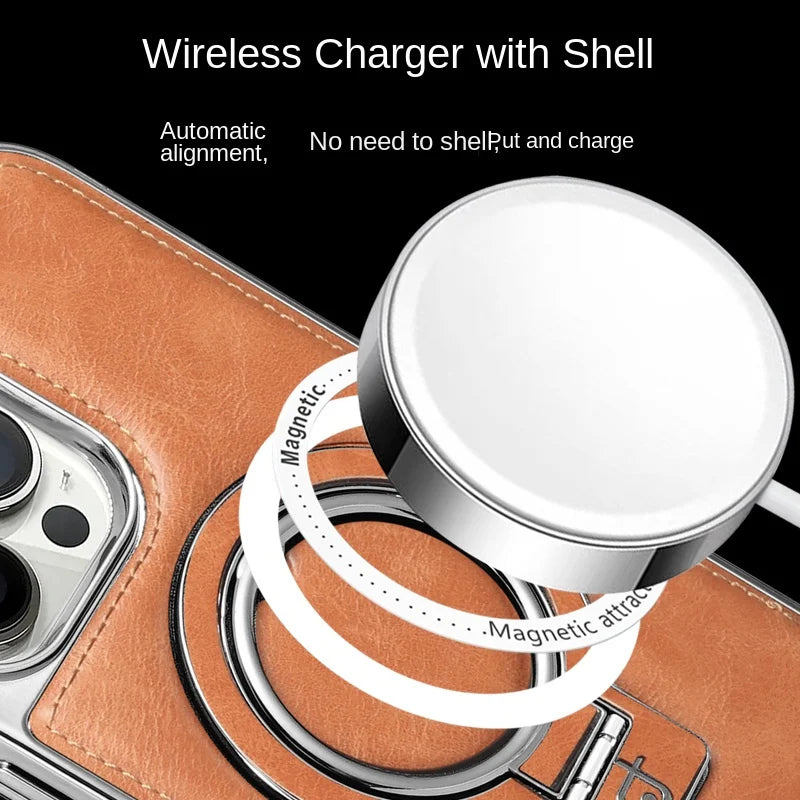 Premium Leather iPhone Case with Hidden Kickstand for Hands-Free Viewing | Thomler