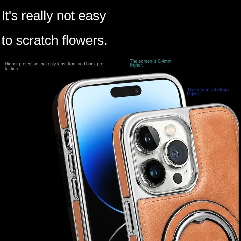 Premium Leather iPhone Case with Hidden Kickstand for Hands-Free Viewing | Thomler