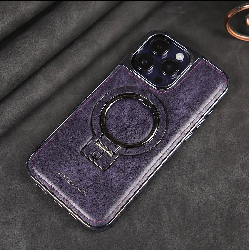 Premium Leather iPhone Case with Hidden Kickstand for Hands-Free Viewing | Thomler