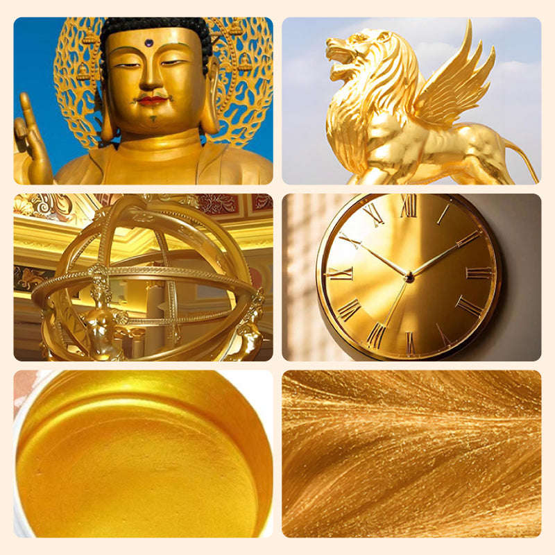 Water-Based Metallic Paint Gold & Silver Leafing Effect for Furniture DIY Craft Projects Interior Decoration Non-Toxic Spray Brush Roller | Thomler
