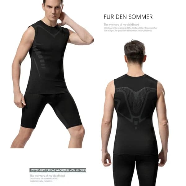 Slimming Undershirt for Men – Sleeveless Body Shaper Tank with Chest Support – Breathable Neoprene Compression Wear for Gym, Office & Daily Use – Invi