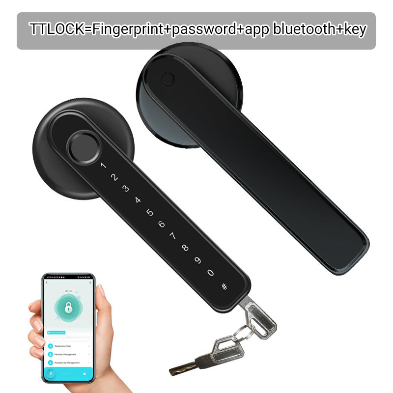 Biometric Door Handle Lock with Fingerprint Scanner, App Control & Keypad Entry for Home Security | Thomler