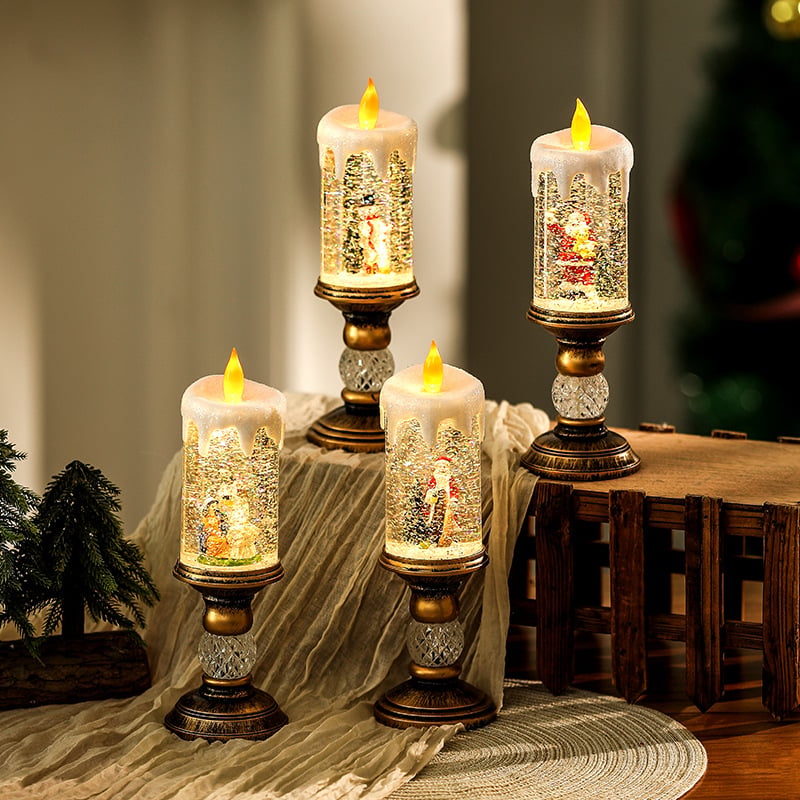Holiday Candle Night Light – Festive LED Tea Light with Flickering Flame Effect for Christmas Decor | Thomler