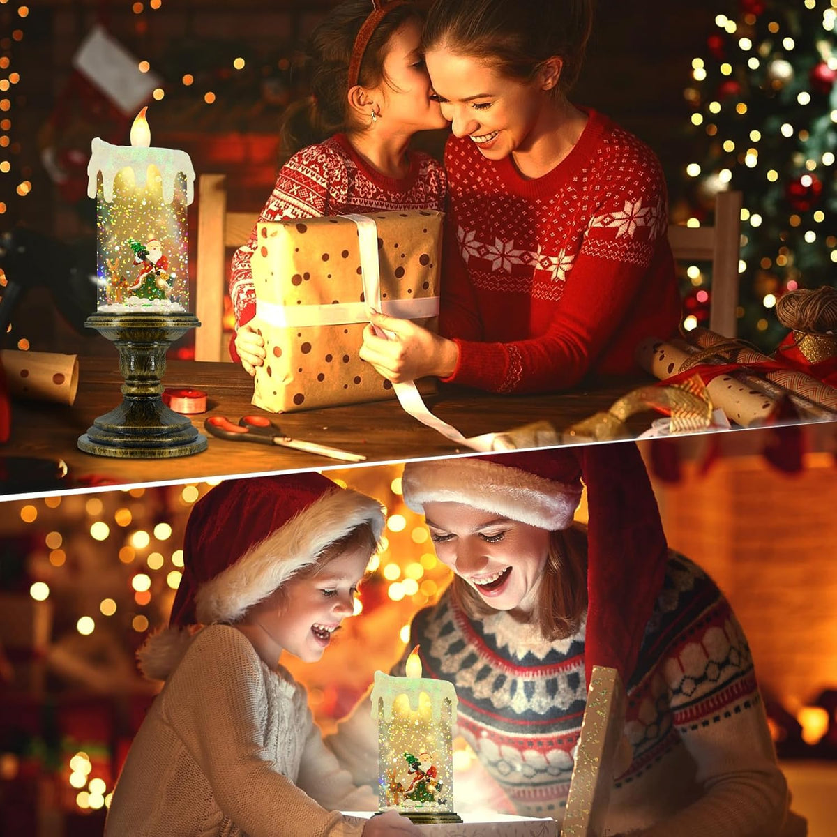 Holiday Candle Night Light – Festive LED Tea Light with Flickering Flame Effect for Christmas Decor | Thomler