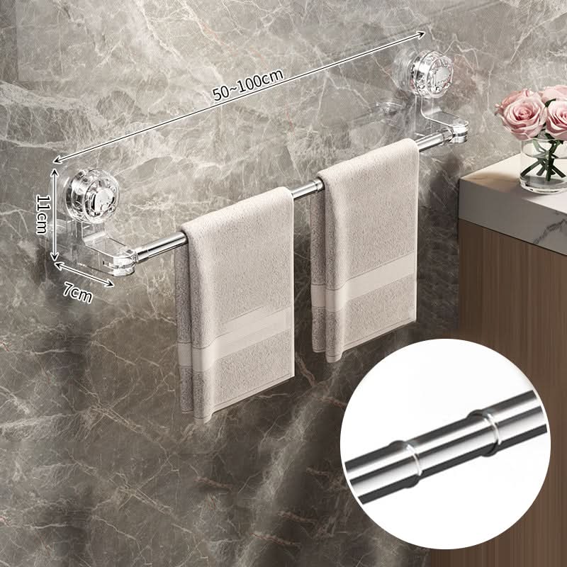 Rotating Wall-Mount Towel Bar with Suction Cup – No Drilling Needed, Adjustable Length for Small & Large Bathrooms | Thomler