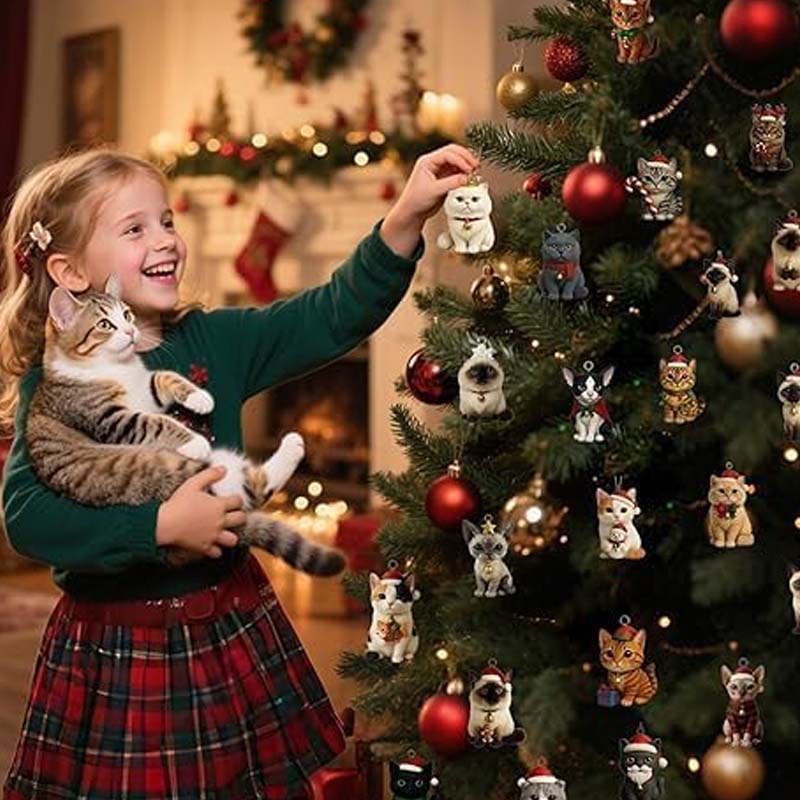 Cat Advent Calendar – 24 Festive Feline Ornaments for Holiday Countdown & Tree Display | Thomler