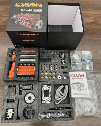 Working V8 Gasoline Engine Model Kit Metal Miniature Motor CDI Ignition RC Compatible Small Block OHV Educational Mechanical Build Desktop | Thomler