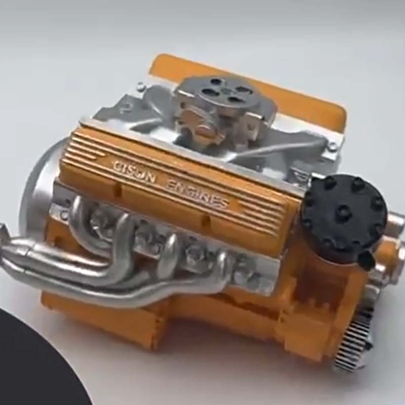 Gasoline-Powered V8 Engine Model Kit | Fully Functional Mini Motor with CDI Ignition & Precision CNC Machined Metal Parts for RC Projects | Thomler