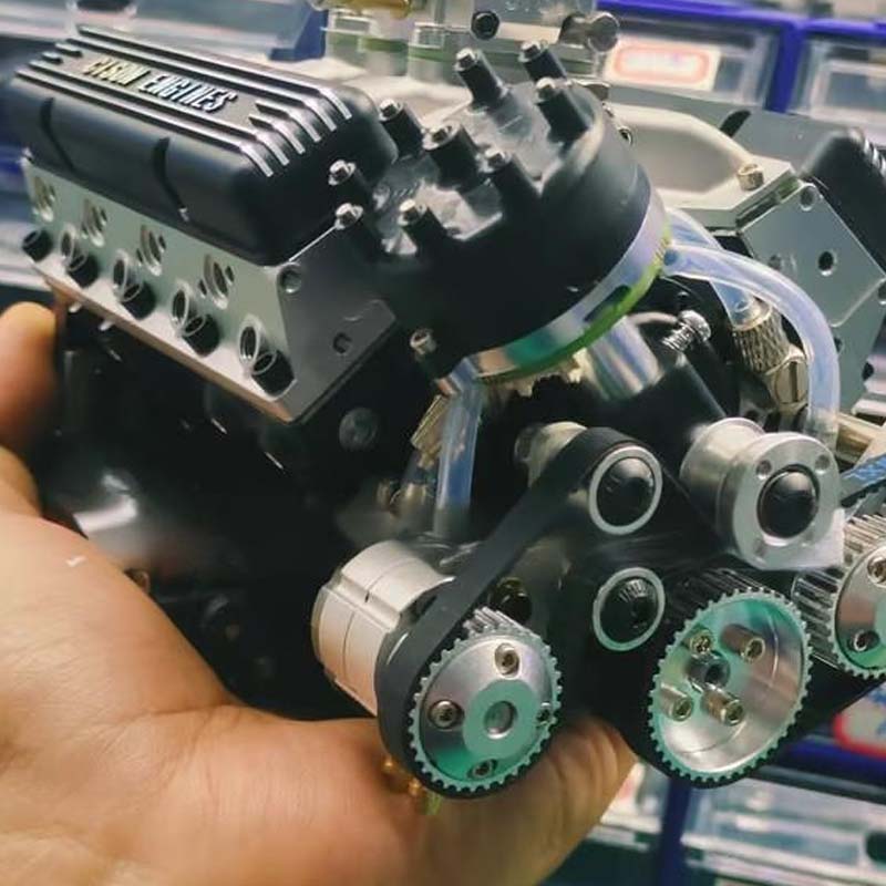 Working V8 Gasoline Engine Model Kit Metal Miniature Motor CDI Ignition RC Compatible Small Block OHV Educational Mechanical Build Desktop | Thomler