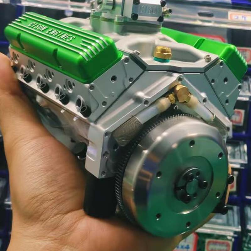Gasoline-Powered V8 Engine Model Kit | Fully Functional Mini Motor with CDI Ignition & Precision CNC Machined Metal Parts for RC Projects | Thomler