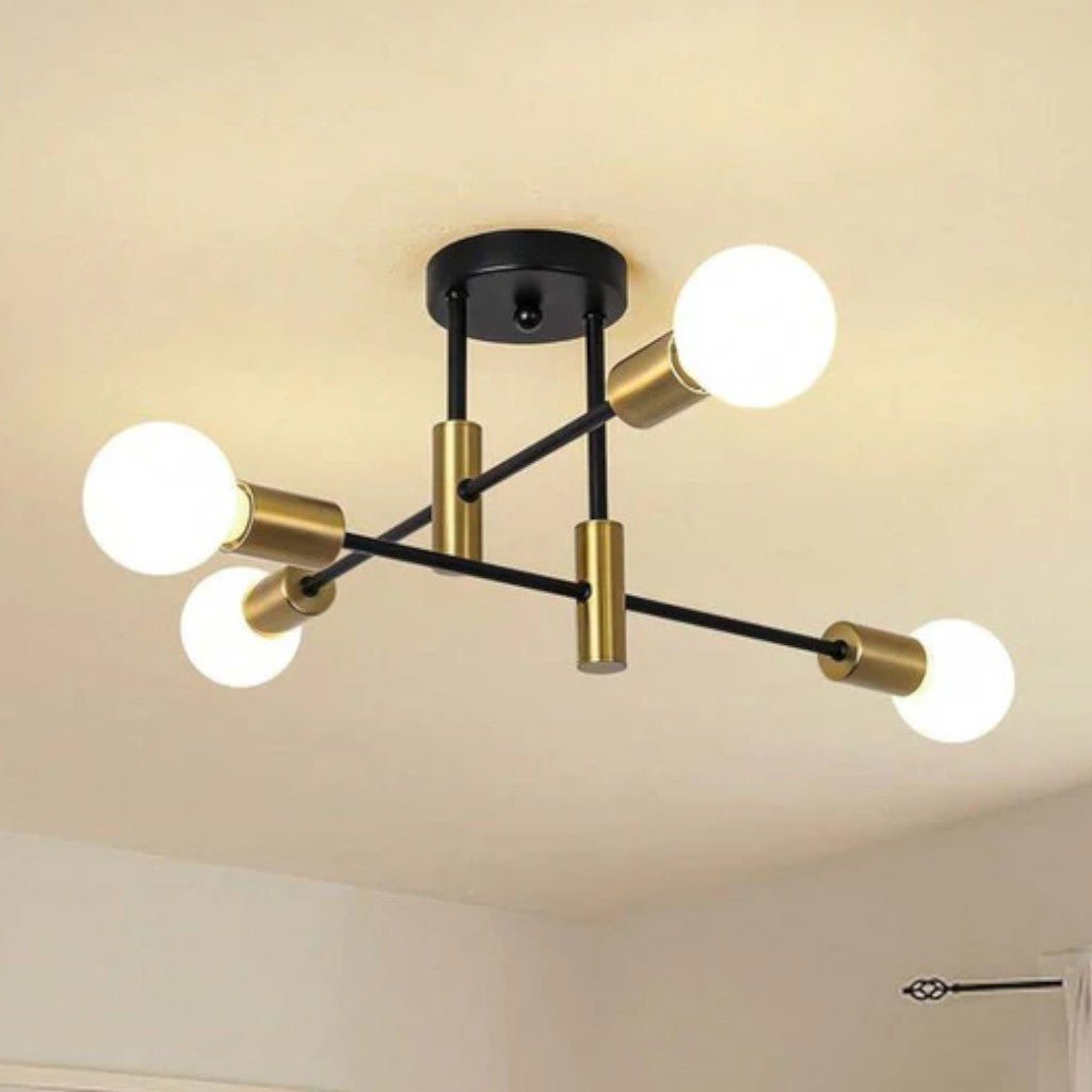 Mid-Century Starburst Flush Mount Ceiling Light | E27 Multi-Arm Modern Fixture for Living Room & Bedroom | 4, 6 or 8 Bulb Configuration | Thomler