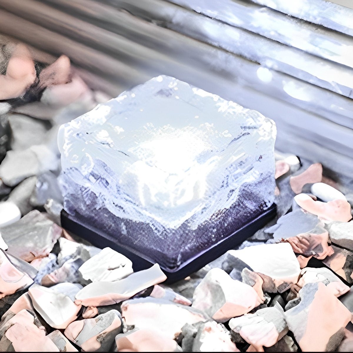 Outdoor Solar Ice Brick Light Imitation Crystal Glass 2.8 in Automatic Garden Lawn Walkway Decor Warm White Blue Green | Thomler