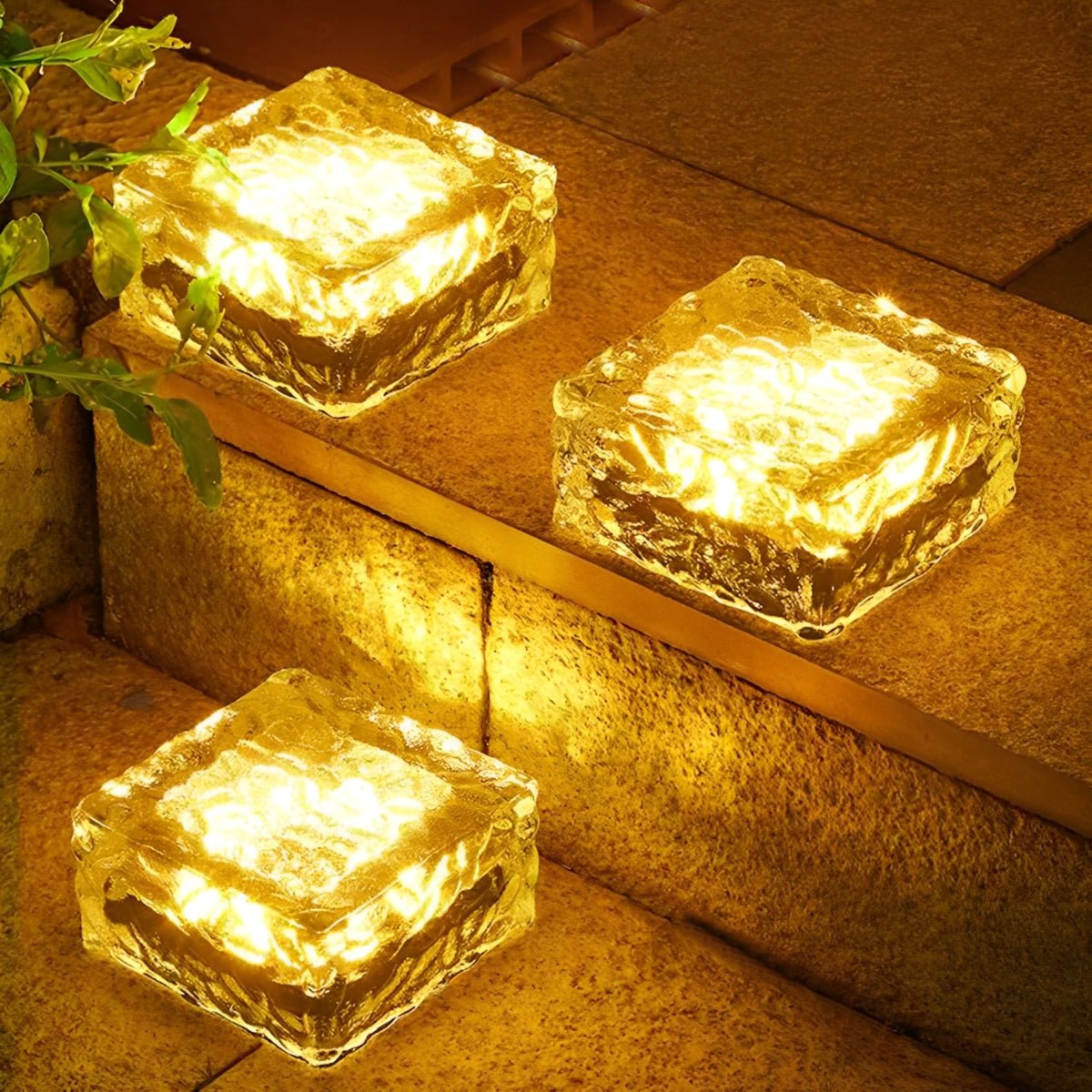 Outdoor Solar Ice Brick Light Imitation Crystal Glass 2.8 in Automatic Garden Lawn Walkway Decor Warm White Blue Green | Thomler