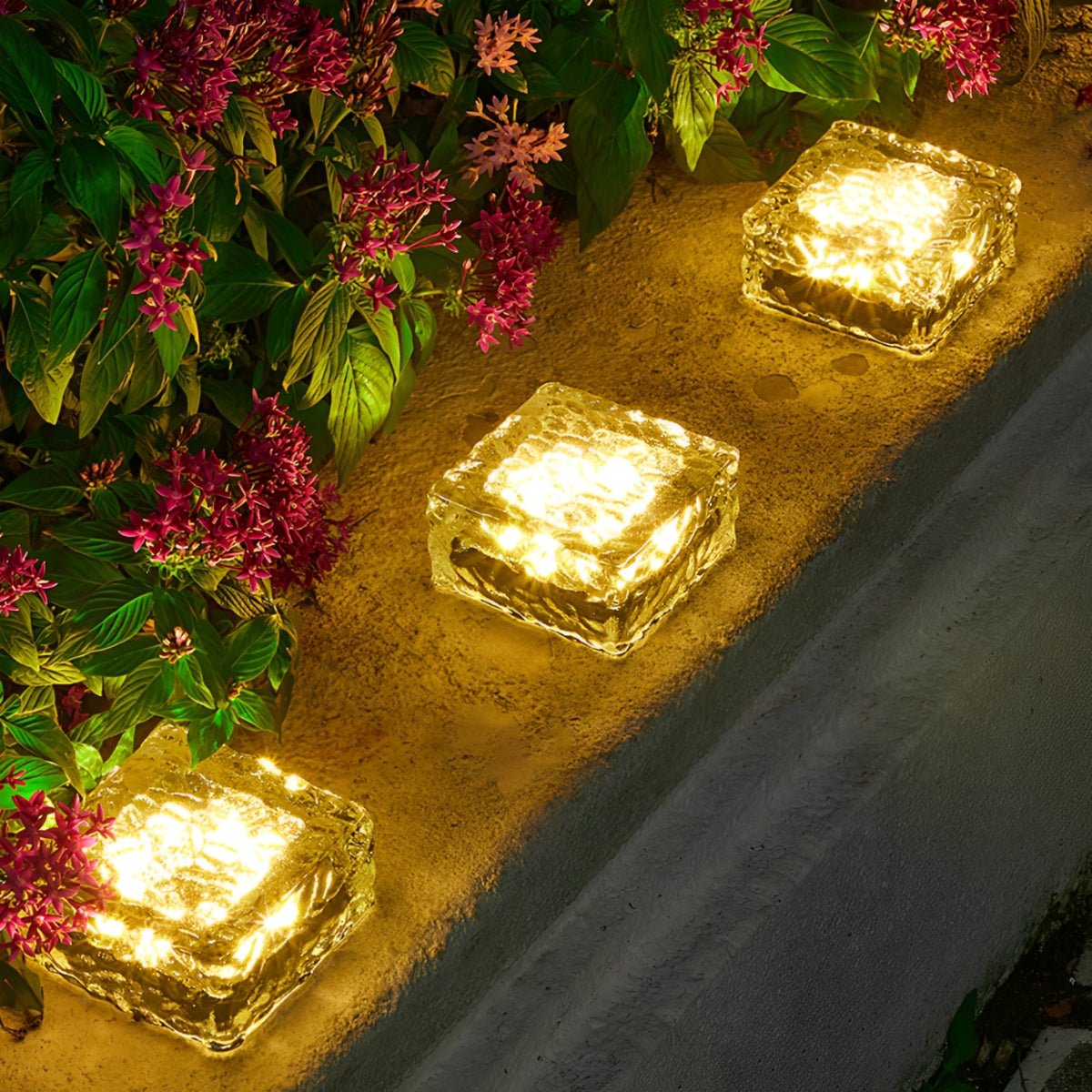 Outdoor Solar Ice Brick Light Imitation Crystal Glass 2.8 in Automatic Garden Lawn Walkway Decor Warm White Blue Green | Thomler