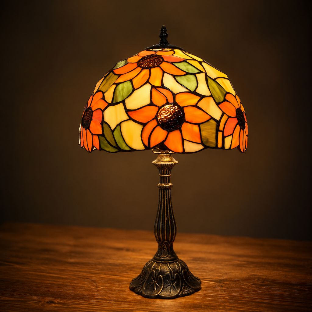 Tiffany-Style Art Glass Table Lamp with Adjustable Arm for Office, Bedroom & Reading Nook – 8 Mosaic Designs | Thomler
