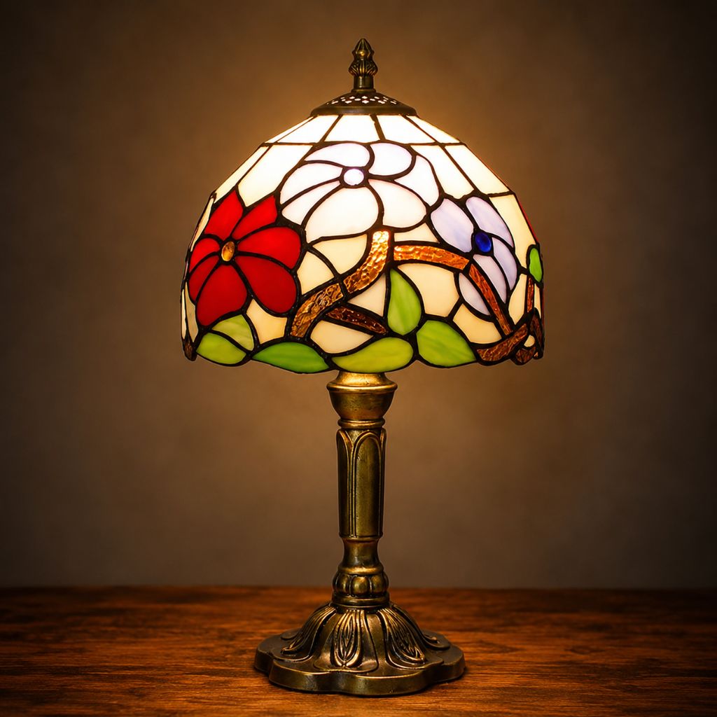Tiffany-Style Art Glass Table Lamp with Adjustable Arm for Office, Bedroom & Reading Nook – 8 Mosaic Designs | Thomler
