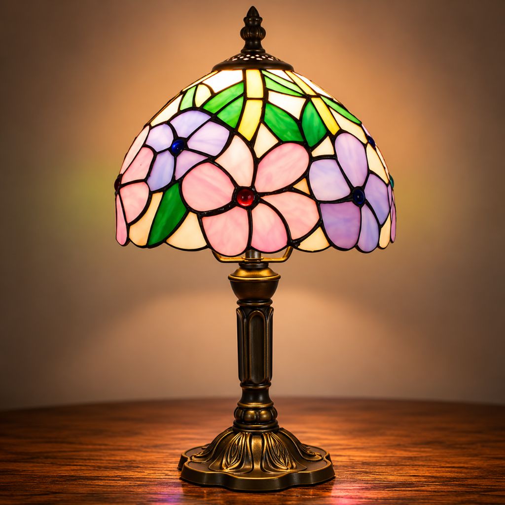 Tiffany-Style Art Glass Table Lamp with Adjustable Arm for Office, Bedroom & Reading Nook – 8 Mosaic Designs | Thomler