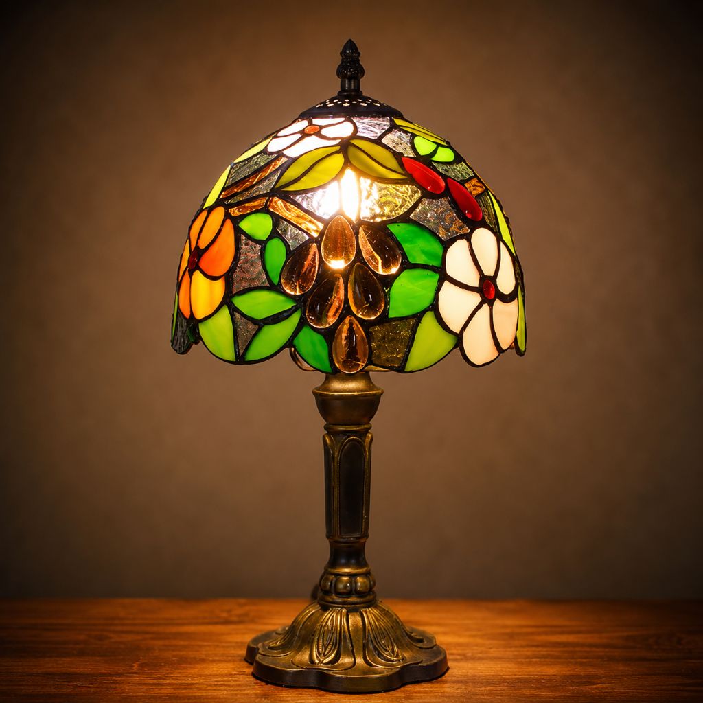 Tiffany-Style Art Glass Table Lamp with Adjustable Arm for Office, Bedroom & Reading Nook – 8 Mosaic Designs | Thomler
