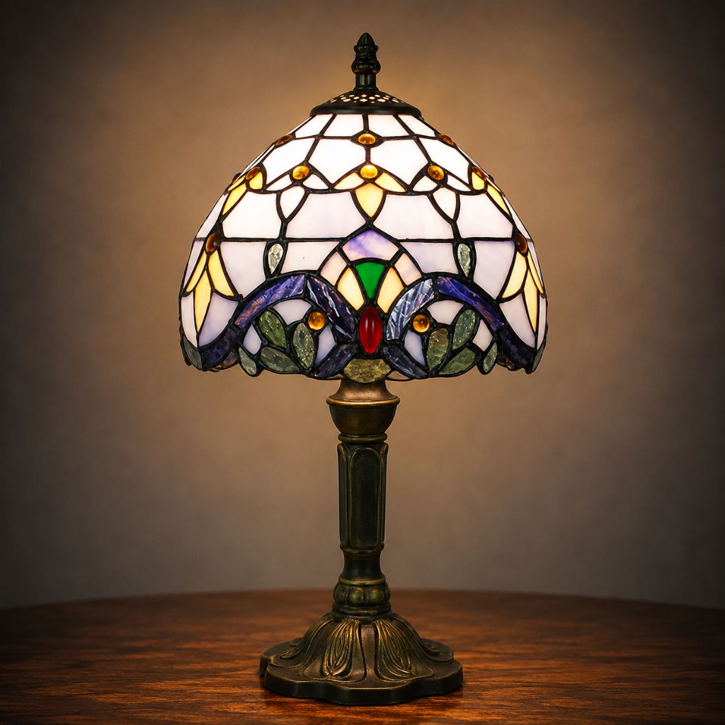 Tiffany-Style Art Glass Table Lamp with Adjustable Arm for Office, Bedroom & Reading Nook – 8 Mosaic Designs | Thomler