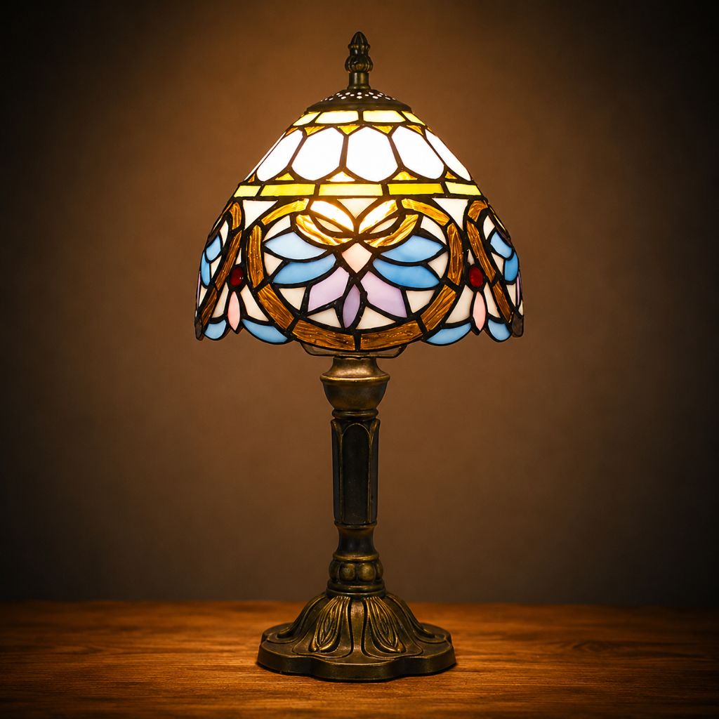 Tiffany-Style Art Glass Table Lamp with Adjustable Arm for Office, Bedroom & Reading Nook – 8 Mosaic Designs | Thomler