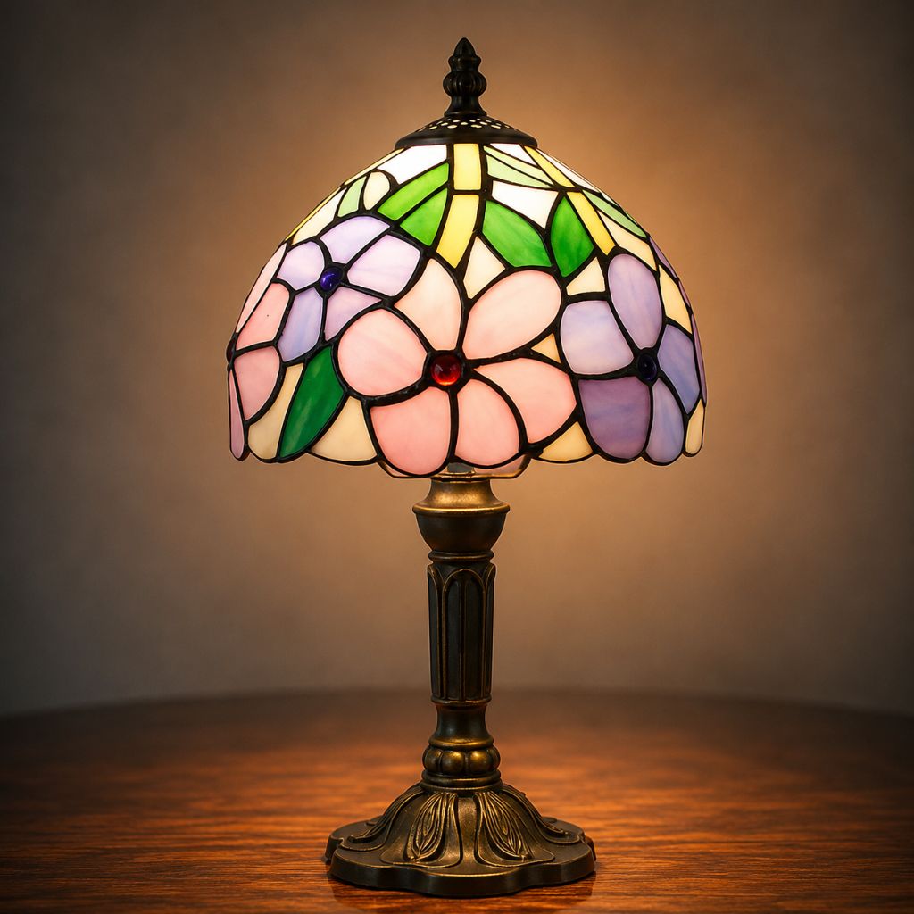 Tiffany-Style Art Glass Table Lamp with Adjustable Arm for Office, Bedroom & Reading Nook – 8 Mosaic Designs | Thomler