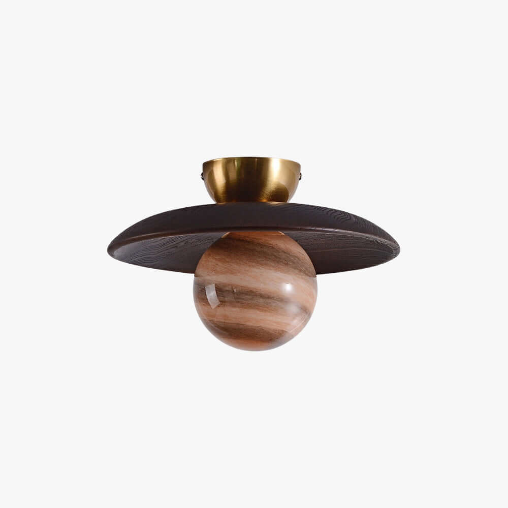 Ceiling Lamp Wood 11 in Glass Globe Nordic Hallway Entryway Lighting Fixture | Thomler