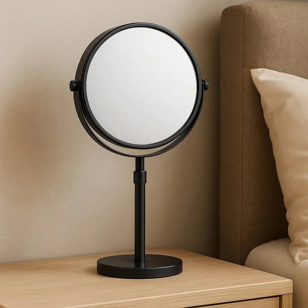 Rechargeable Vanity Mirror with 10X Magnification & Adjustable Height for Countertop Makeup Application | Thomler