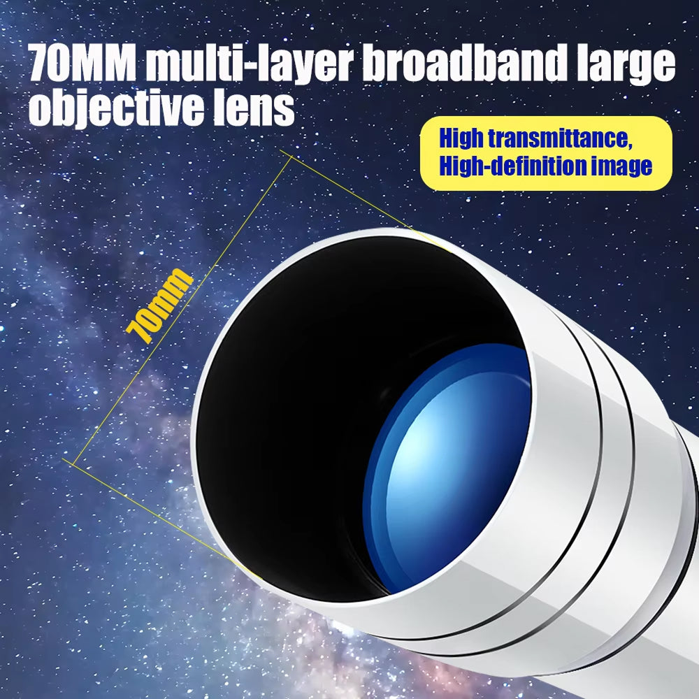 Beginner Refractor Telescope for Kids — 70mm Aperture with Adjustable Tripod & Phone Adapter | Thomler
