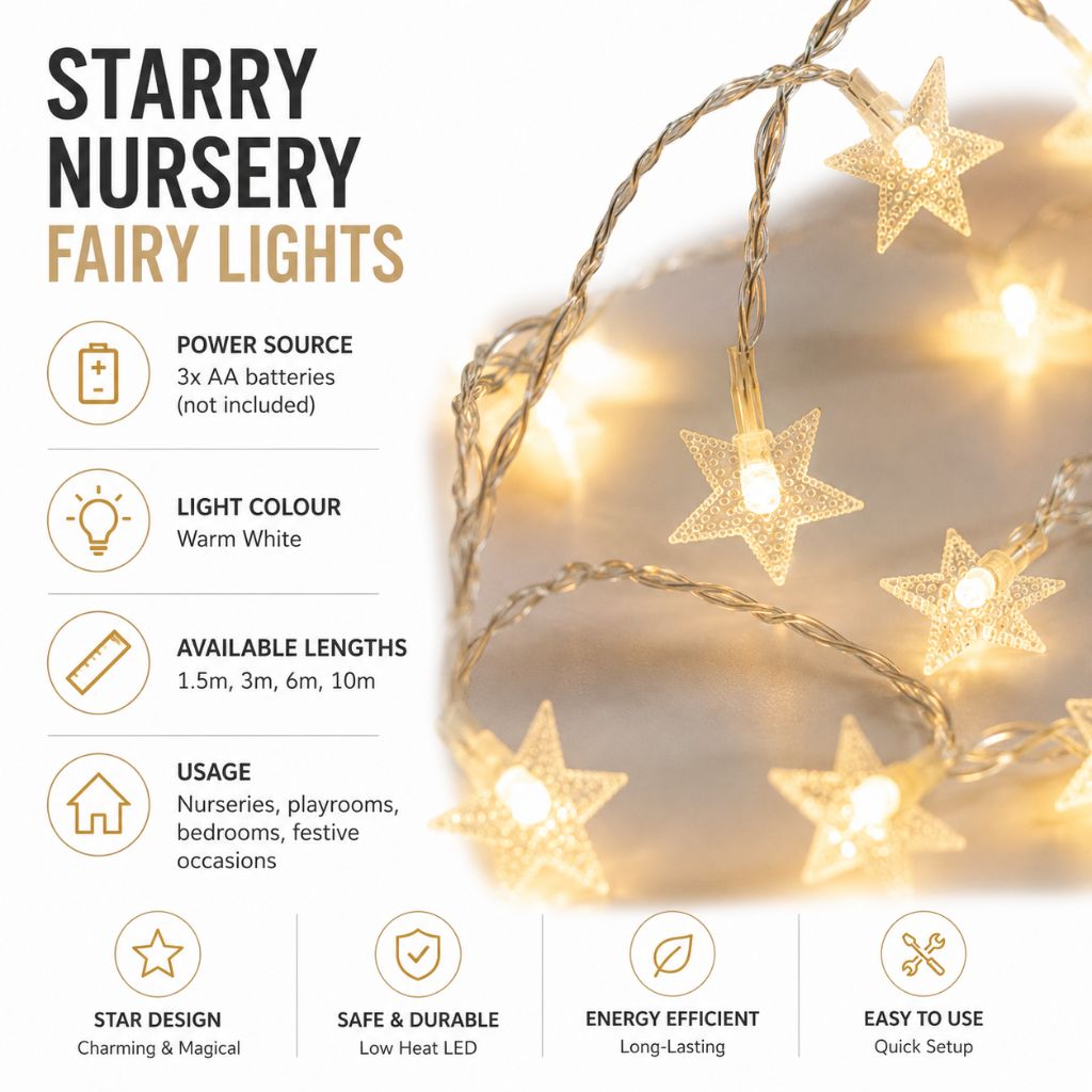 Battery Powered String Lights for Kids Room Warm White Glow Decorative LED Strand Light Bedroom Playroom Nursery Wall Decor | Thomler