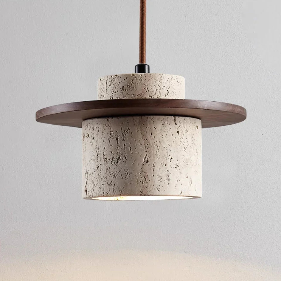 Stone Travertine LED Pendant Light Fixture with Adjustable Cord for Dining Room Kitchen Island Bedroom Reading Nook | Thomler