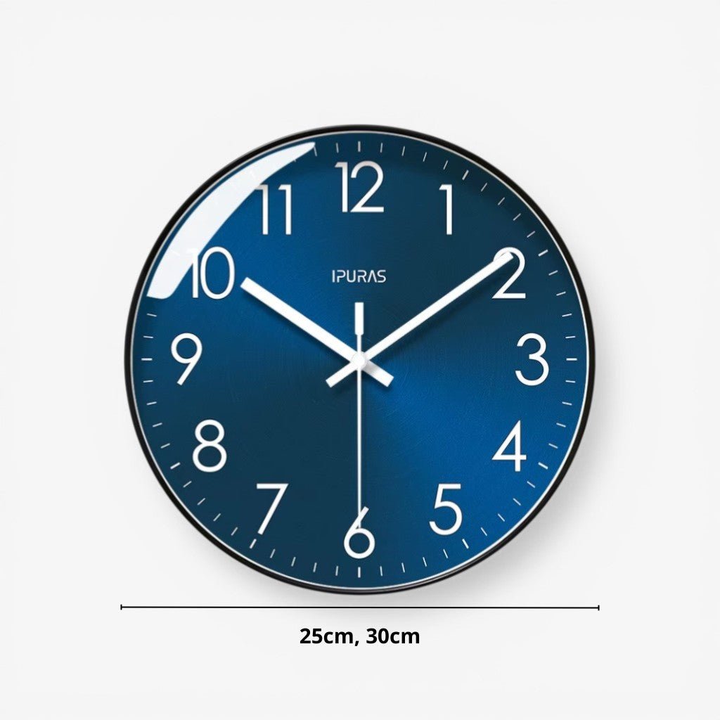 Whisper-Quiet Round Wall Clock with Sweep Hand – Modern Analog Timepiece for Bedroom Office Living Room – Glass Face Non-Ticking Quartz | Thomler