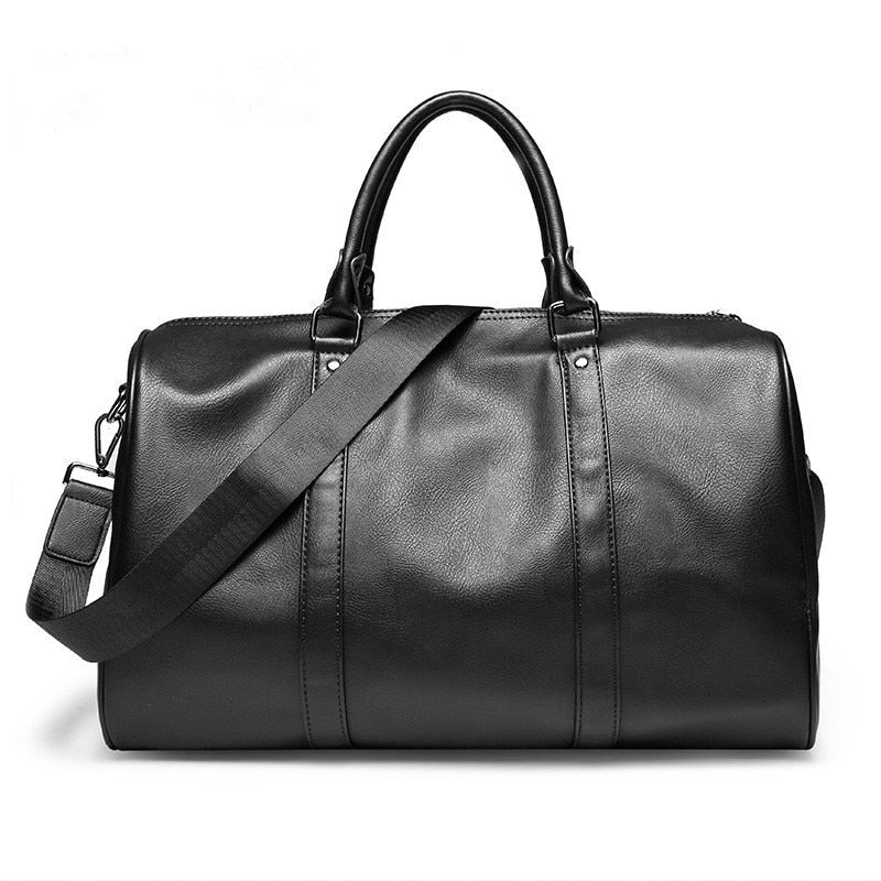 Weekender Overnight Bag in Vegan Leather – Roomy Interior with Shoulder Strap & Padded Grips for Airport Travel | Thomler