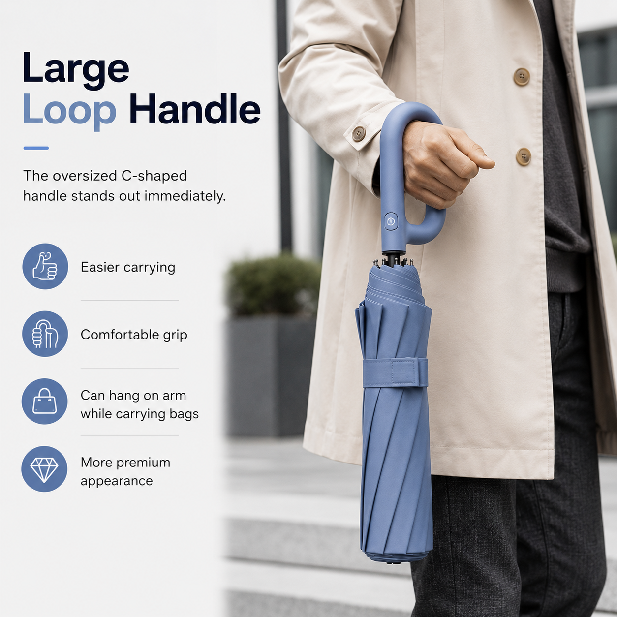 Automatic Travel Umbrella with Reinforced 8-Rib Frame & UV Sun Protection for Wind & Rain | Thomler