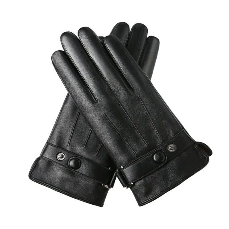 Genuine-Feel Synthetic Driving Gloves with Smartphone Fingertips for Men – Cold Weather Hand Protection | Thomler