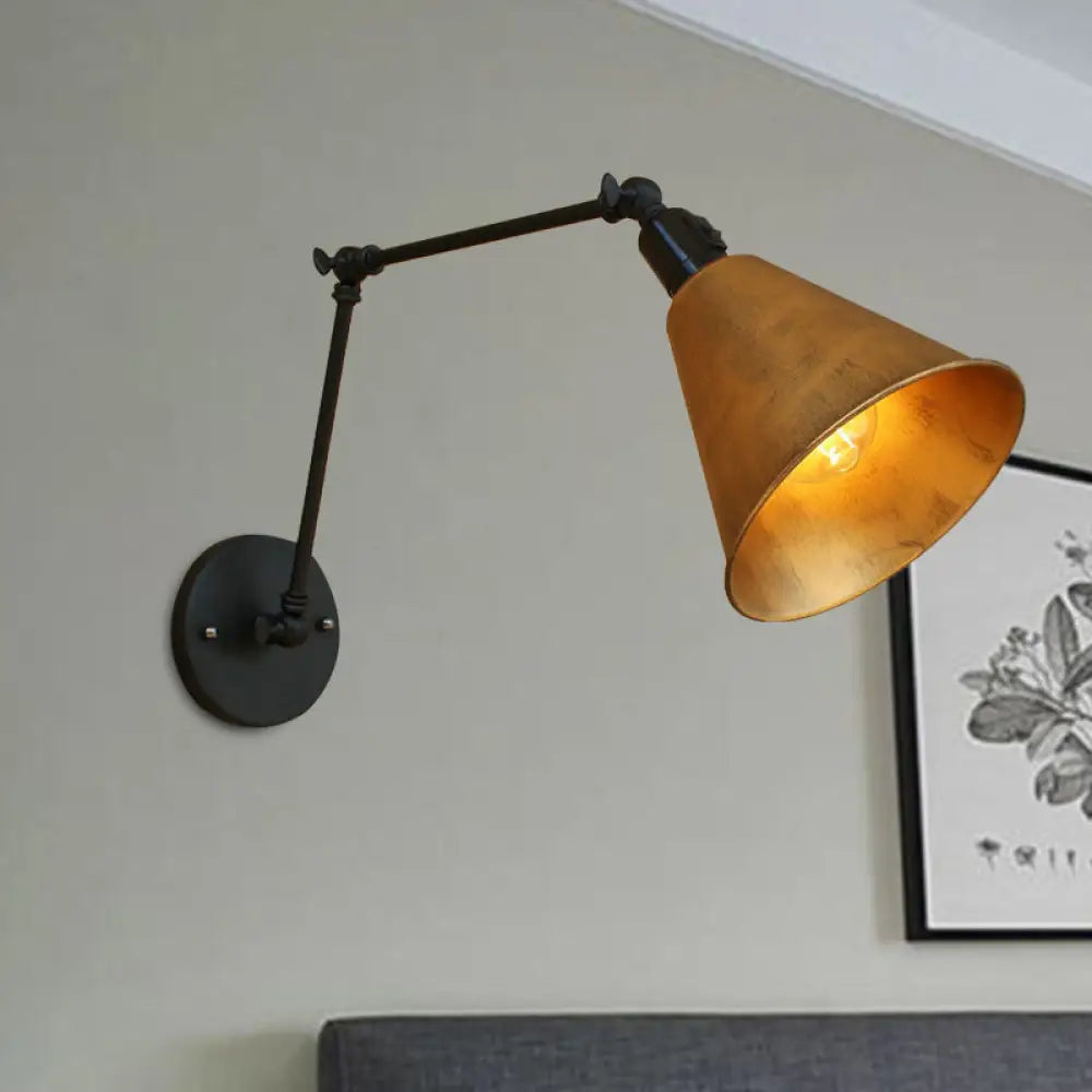 Swing Arm Wall Light Fixture Industrial Metal Sconce Adjustable for Living Room Bedroom Bedside Reading | Thomler