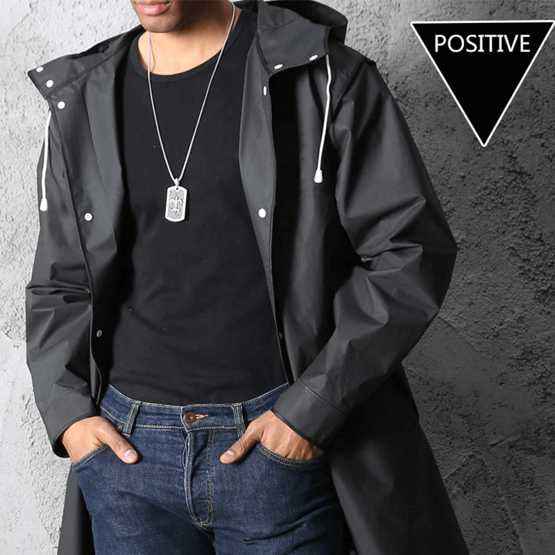 Full-Length Waterproof Hooded Rain Jacket for Adults – Lightweight Foldable Travel Coat for Men & Women – Black | Thomler