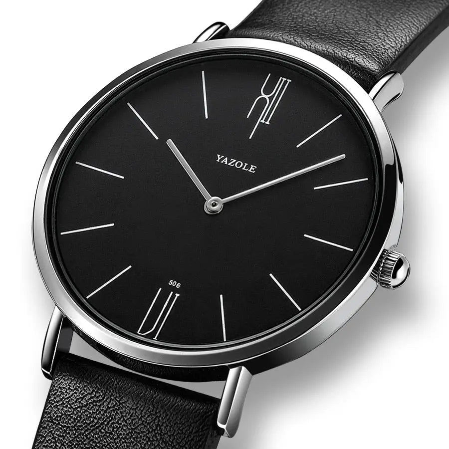 Classic Quartz Wristwatch with Genuine Leather Band for Men – Refined Minimalist Dial, Stainless Steel Case, Adjustable Strap | Thomler
