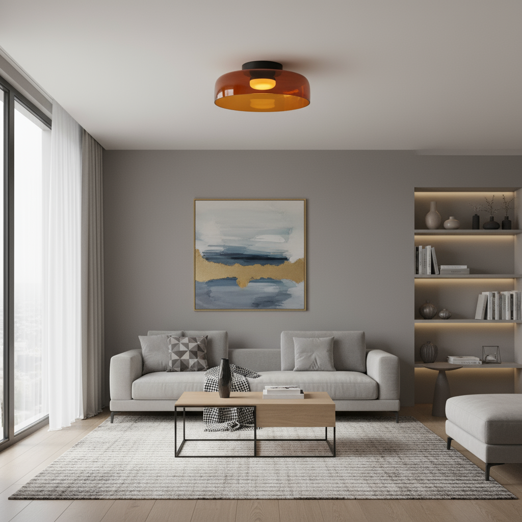 Layered Glass Ceiling Light with Adjustable LED – Contemporary Nordic Fixture for Dining and Living Rooms | Thomler