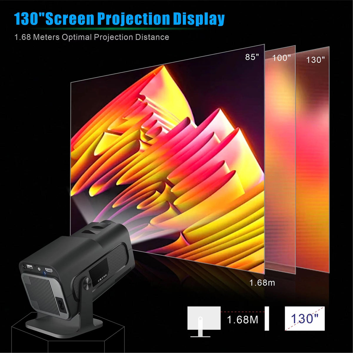 Portable Mini Projector 1080p Full HD Android WiFi LED Home Theater Up to 150 Inch Screen for Indoor Outdoor Movies Gaming | Thomler