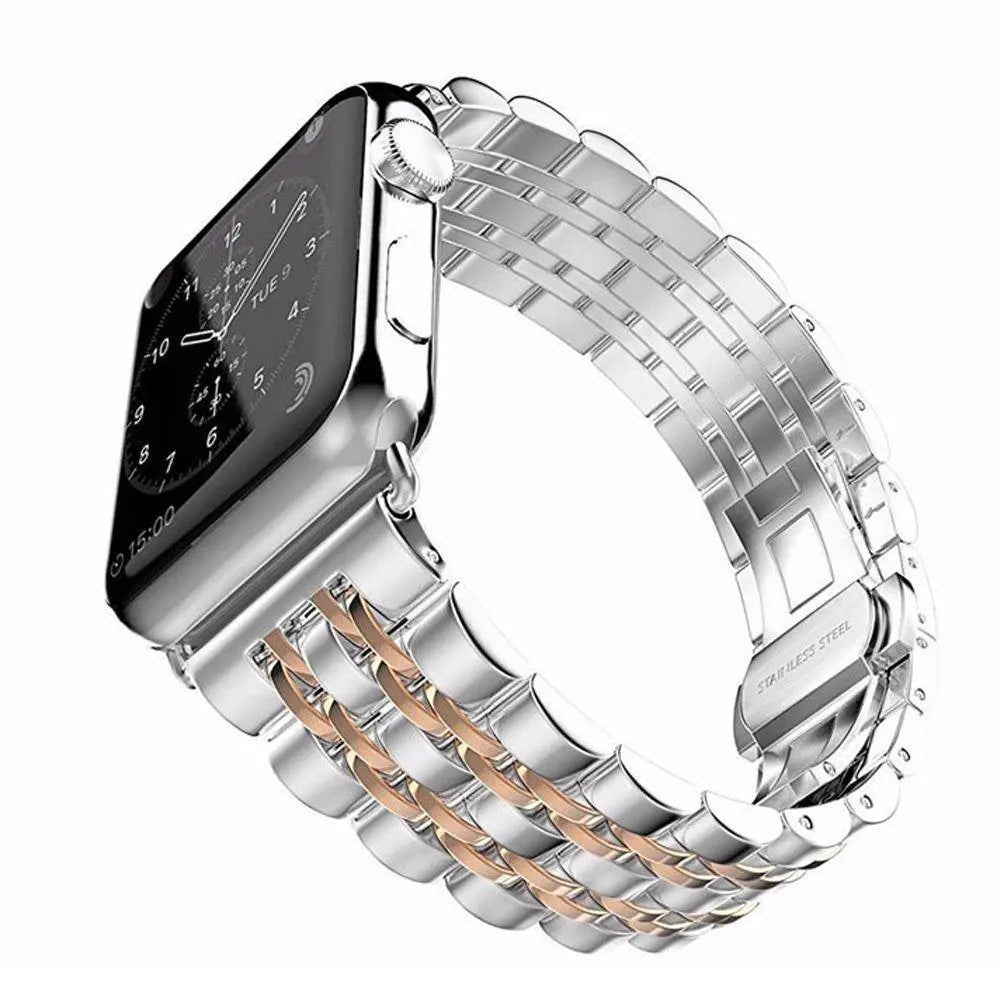 Premium Metal Three-Row Chain Watch Strap – 38mm–49mm Sizes, 4 Finishes – Compatible with Latest & Legacy Apple Watches | Thomler