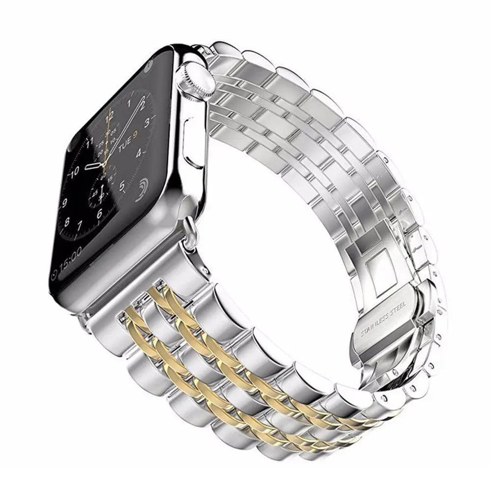 Premium Metal Three-Row Chain Watch Strap – 38mm–49mm Sizes, 4 Finishes – Compatible with Latest & Legacy Apple Watches | Thomler