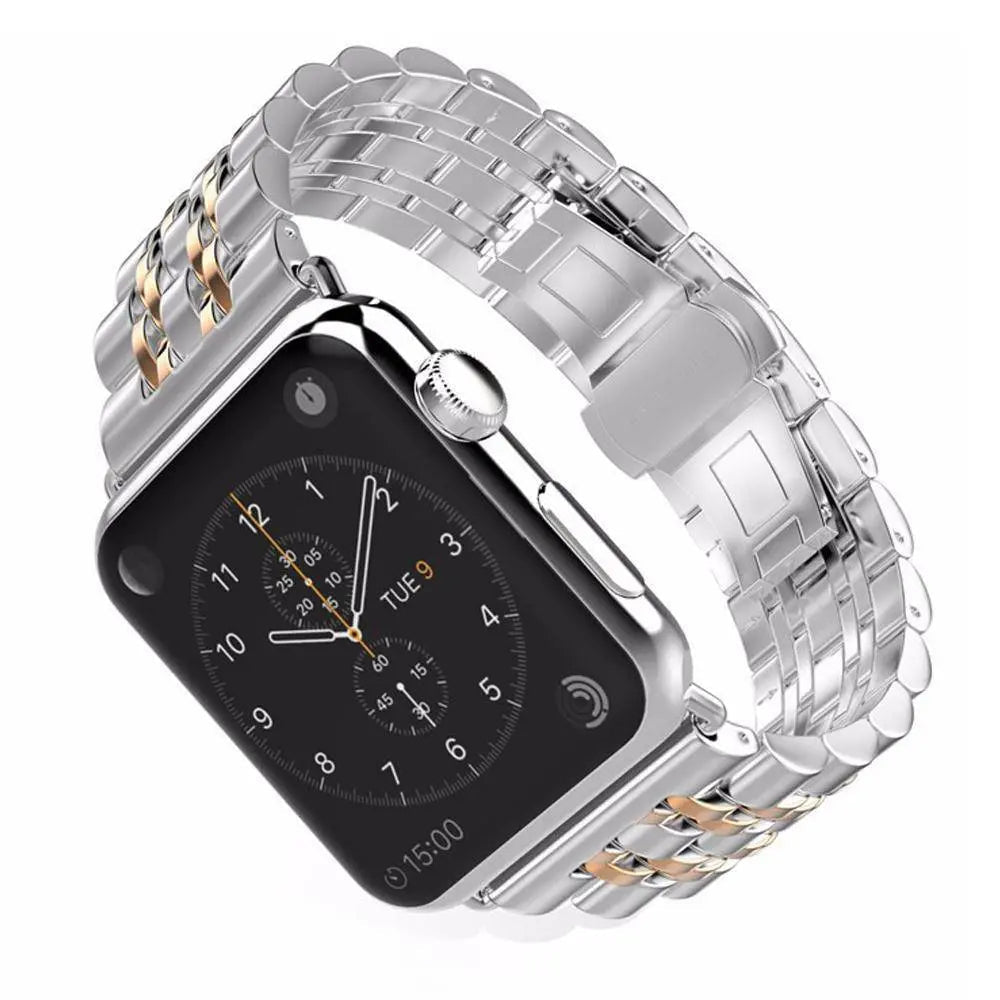 Premium Metal Three-Row Chain Watch Strap – 38mm–49mm Sizes, 4 Finishes – Compatible with Latest & Legacy Apple Watches | Thomler