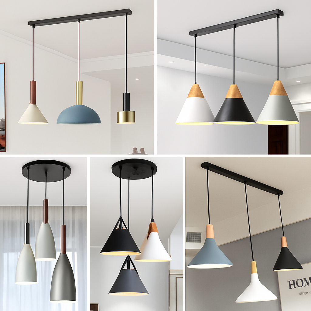 Metal Ceiling Canopy for Multi-Light Pendant Fixtures – Long Mounting Plate in Black or White, 1-5 Outlet Holes, Modern Hardware Accessory | Thomler