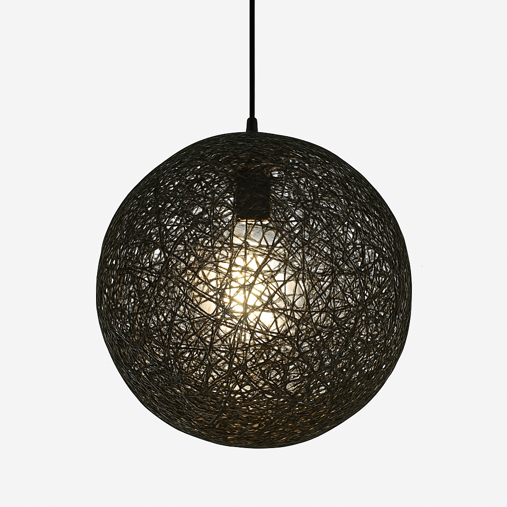 Woven Paper Globe Pendant Light with Adjustable Cord - Handcrafted Sphere Ceiling Fixture for Bedroom & Living Room | Thomler